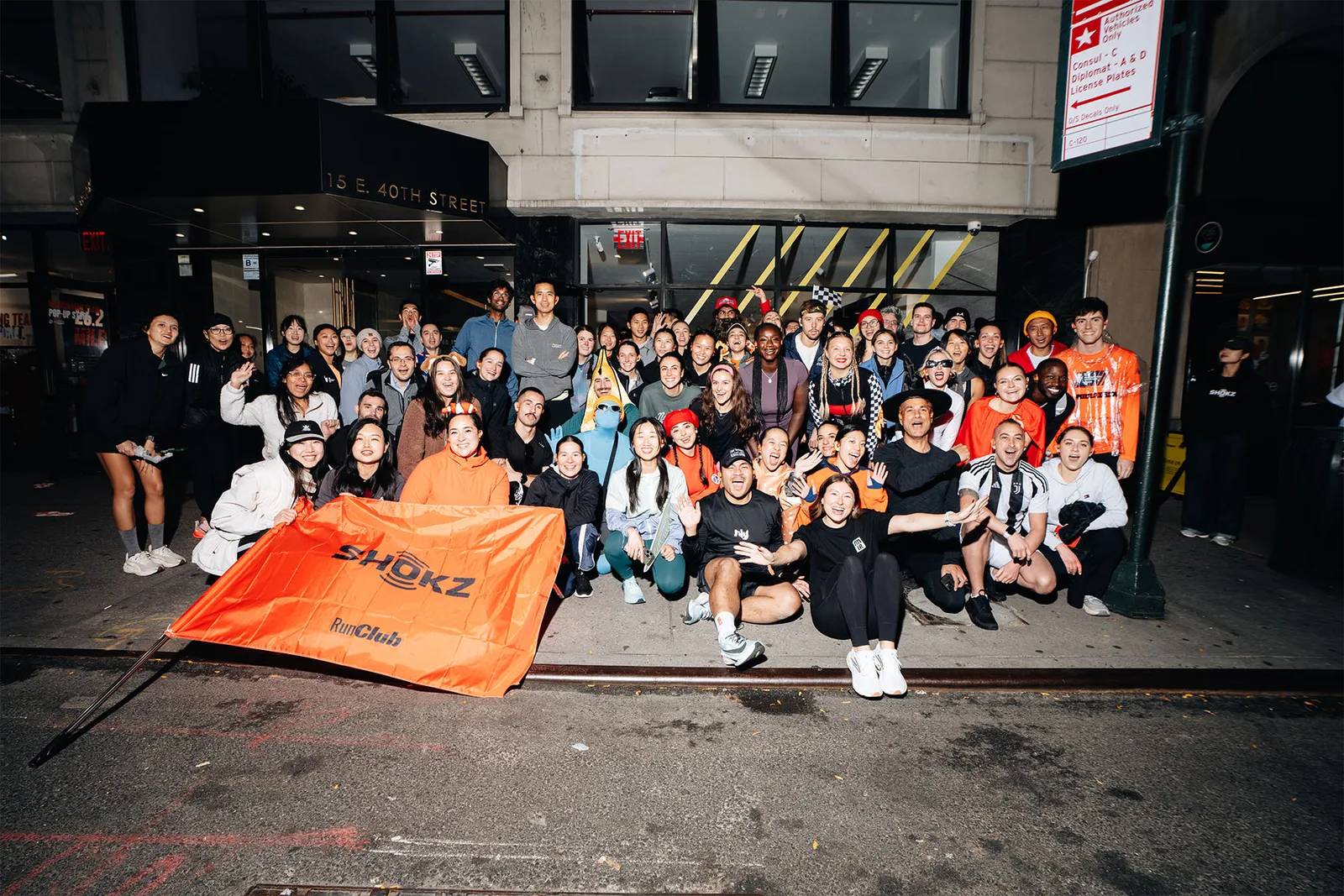 Runners from No More Lonely Runs at a Halloween scavenger hunt in NYC.